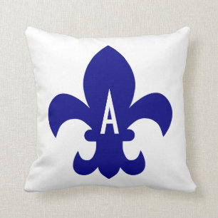 Coussin Marine Fleur de Lis Monogram