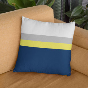 Coussin Marine, Gris Jaune Colorblock Rayures Jeter Oreill