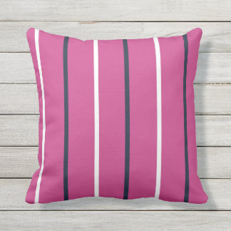 Coussin Marine rose et Blancs minces en bandes verticales
