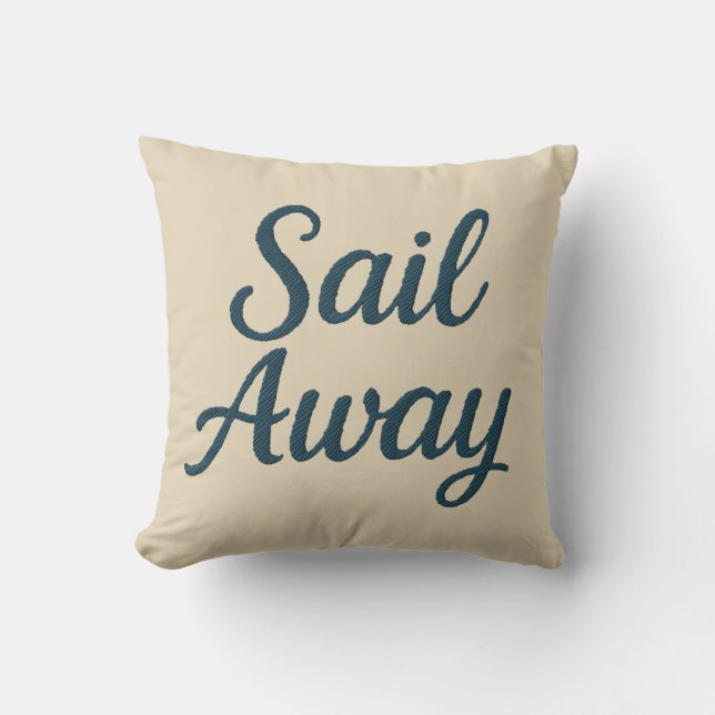 Coussin maritime beige et bleu marine Script vole (Recto)