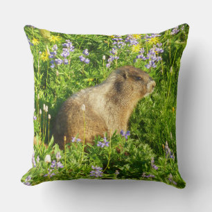Coussin Marmot dans le Mont Rainier Fleurs sauvages