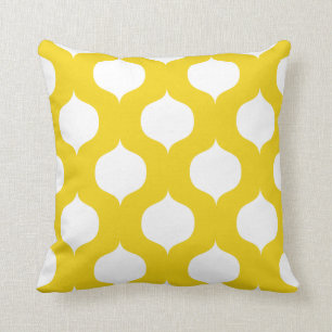 Coussin marocain de motif de treillis dans jaune