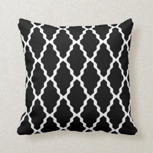 Coussin marocain de treillis en noir et blanc