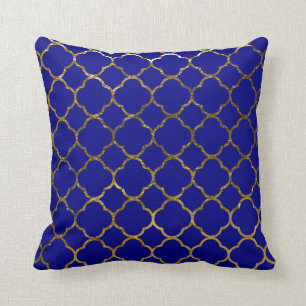 Coussin Marocain moderne de motif de Quatrefoil d'or de