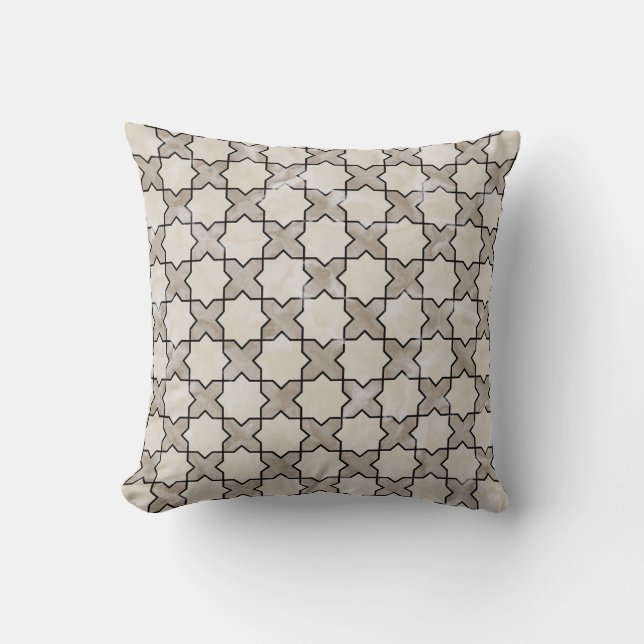 Coussin Marocain Simple Motif Zellige Carreaux 1 Gris Gros (Recto)