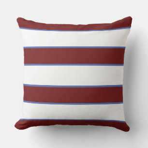 Coussin Maroon Bleu Bleu Nautique Élégant Rayures Modernes