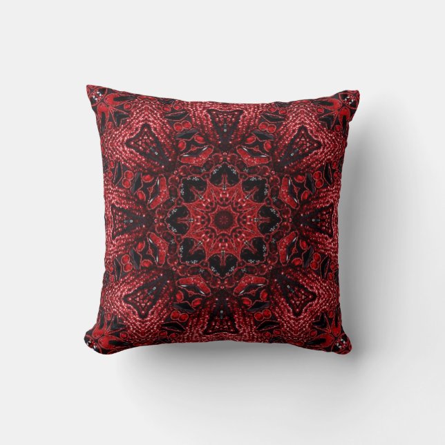 Coussin maroon marocain bohème mandala bordeaux (Recto)
