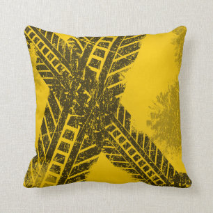 Coussin Marquage routier noir affligé par grunge de voie