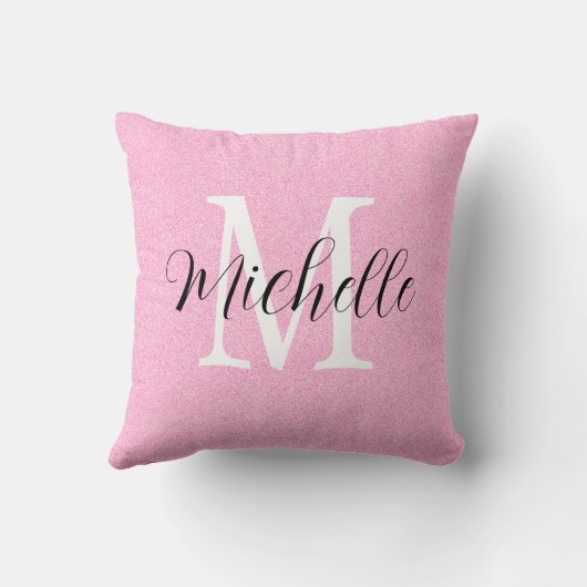 Coussin Marque-page tendance rose chaud et nom (Verso)