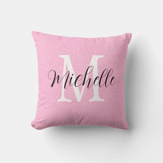 Coussin Marque-page tendance rose chaud et nom (Recto)