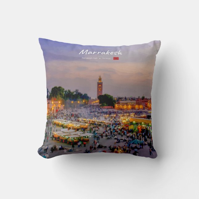 Coussin Marrakech, Maroc - Place Jemaa el Fnaa (Recto)