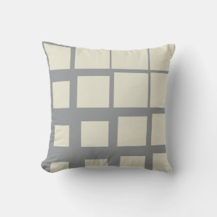 Coussin Marron Beige Déconstruit Plaid Géométrique Abstrai