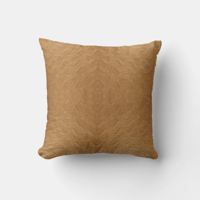 Coussin Marron Camel Moderne Vagues Ondulées Abstrait Text (Recto)