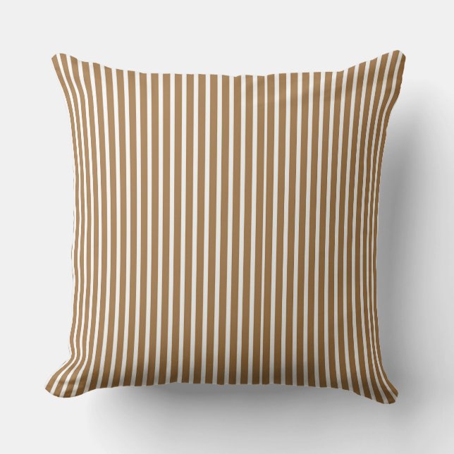 Coussin Marron clair traditionnel + rayure blanche  (Recto)