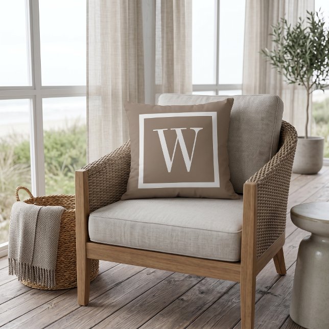 Coussin Marron et blanc Mocca Prépa Carré Monogramme (Créateur téléchargé)
