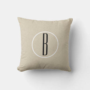 Coussin Marron Kraft Chic Monogramme Lettre Initiale Rusti