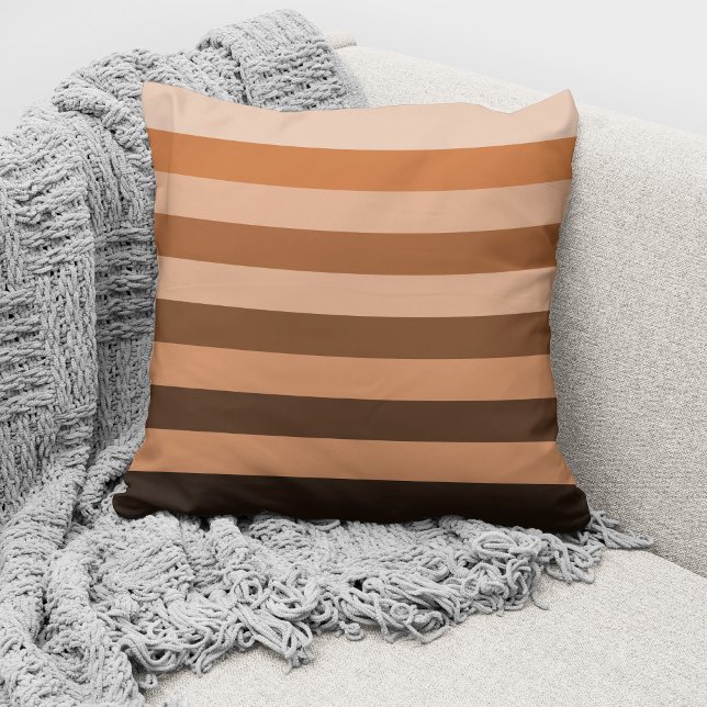 Coussin Marron Moderne Monochrome Bloc de Couleur Rayé (Créateur téléchargé)