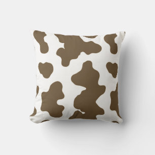 Coussin Marron rustique  & Impression de vache blanche Cou