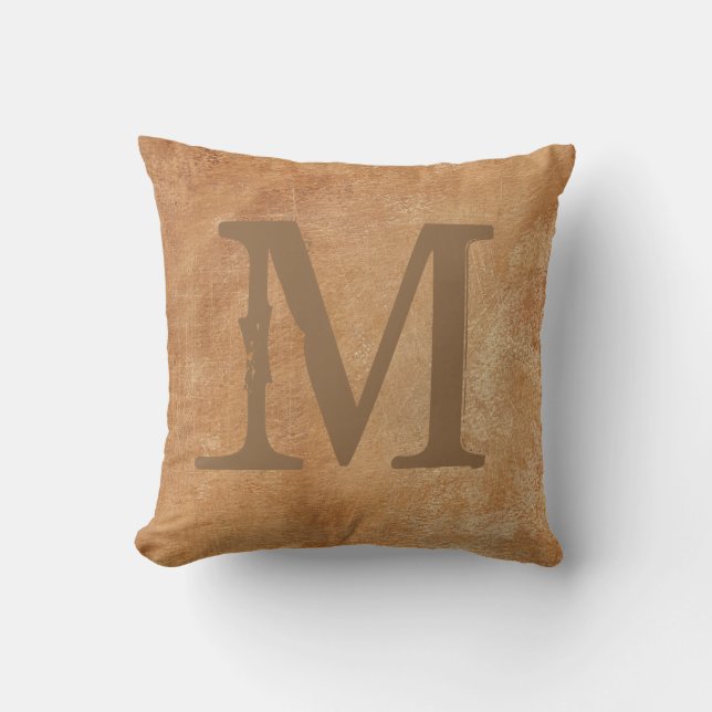 Coussin Marron Rustique Monogramme (Recto)