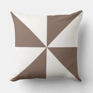Coussin Marron Taupe et Pinwheel Blanc