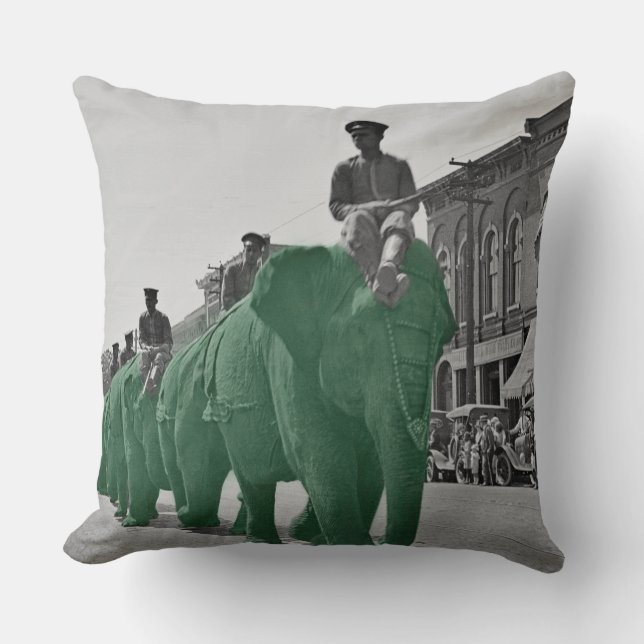 Coussin Mars des éléphants verts vers 1920 (Recto)