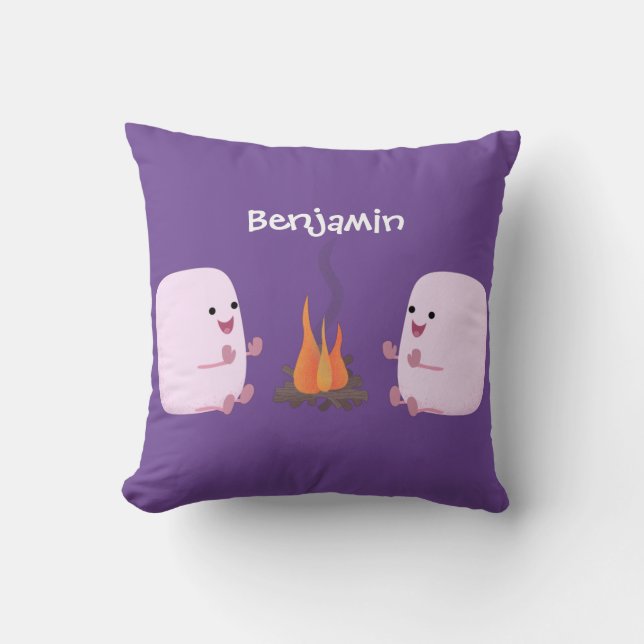 Coussin Marshmallows mignons roses par dessin animé sur le (Recto)