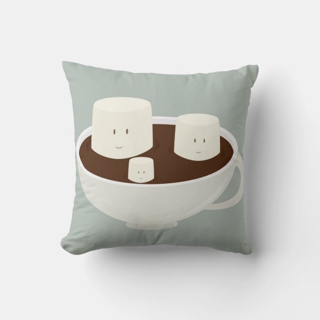 Coussin Marshmallows souriants en chocolat chaud (Recto)