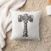 Coussin Marteau de Thor Mjolnir noir et blanc (Couverture)
