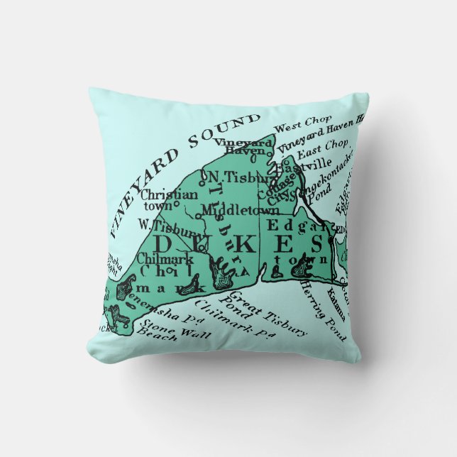 Coussin Martha's Vineyard vintage, vert de mer (Recto)