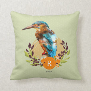 Coussin Martin-pêcheur personnalisé et conception floral