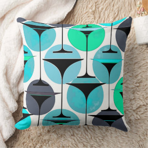 Coussin Martinets inspirés des années 50 atomiques en bleu