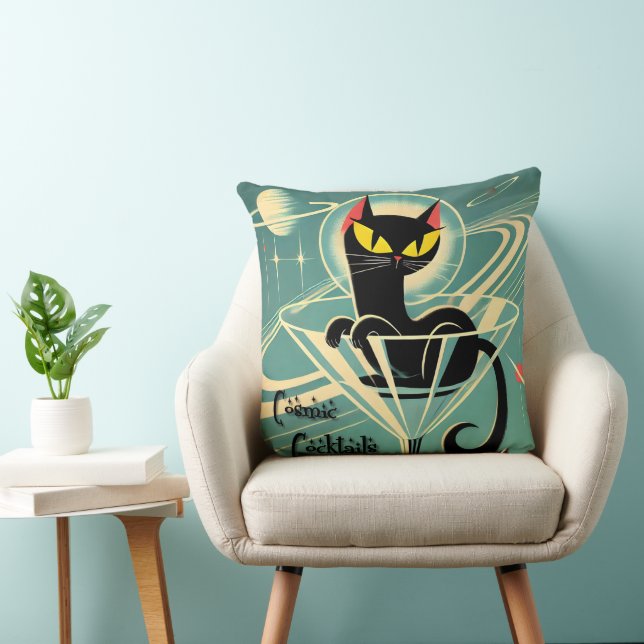 Coussin Martini Black Cat Futuriste Atomique Espace (Chaise)