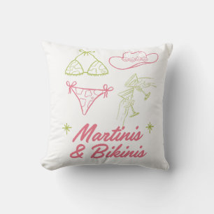 Coussin Martinis et Maillots de Bain Fête de Filles sur