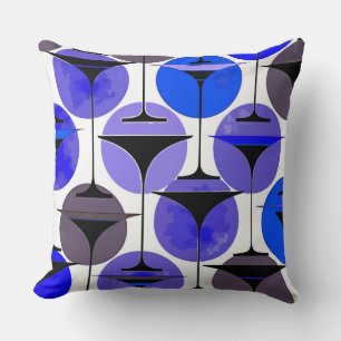 Coussin Martinits inspirés des années 50 atomiques en bleu