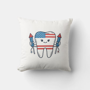 Coussin Mascotte de dent patriotique Feu d'artifice Concep