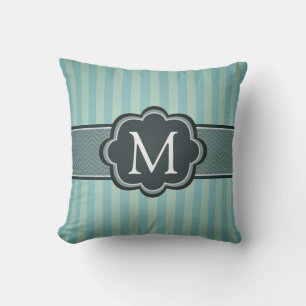 Coussin Masculine Turquoise Bleu Grilles Personnalisées Mo