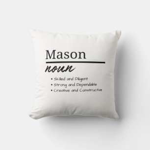 Coussin Mason, Garçon Nom Personnalisé Définition