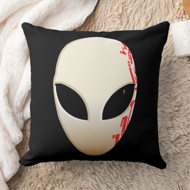 Coussin Masque Alien avec Marquages Futuristes (Couverture)