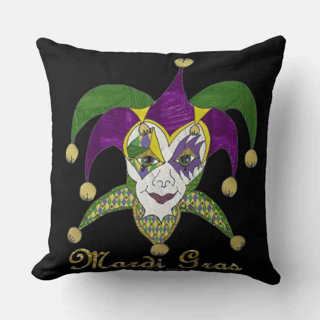 Coussin Masque coloré Mardi Gras Jesters (Recto)