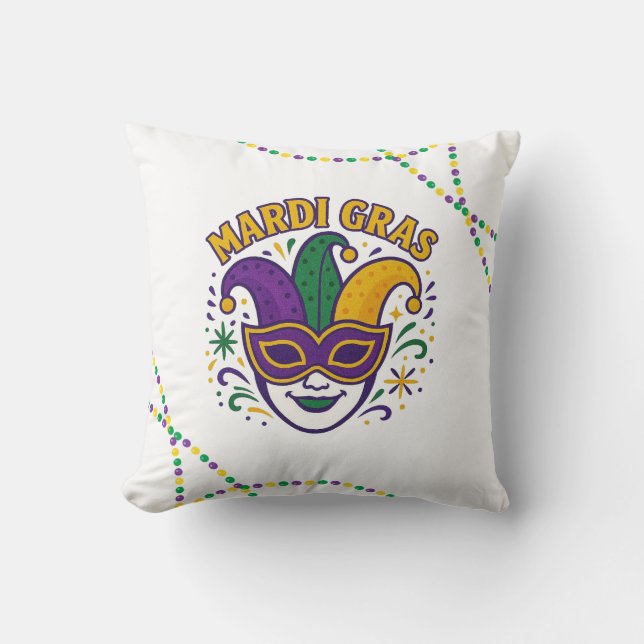 Coussin Masque coloré traditionnel de Mardi Gras (Recto)