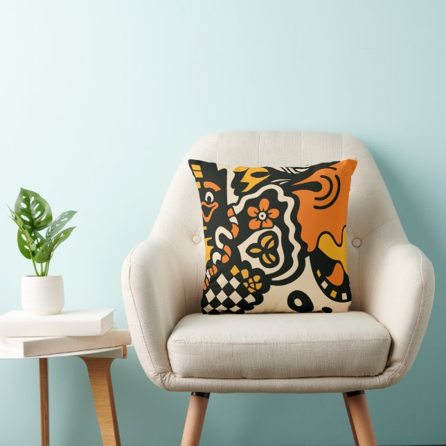 Coussin Masque Fantaisiste Vibrant (Chaise)