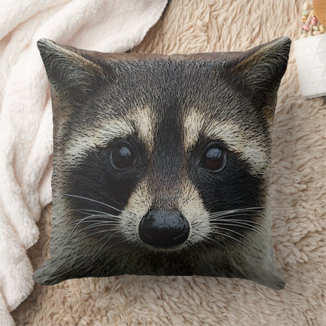 Coussin Masque Visage et Stare-feu Jeune Raccoon (Couverture)