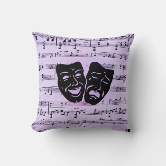Coussin Masques de musique et de théâtre violets (Recto)
