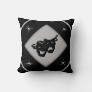 Coussin Masques de théâtre grec Noir et Gris Étoiles  