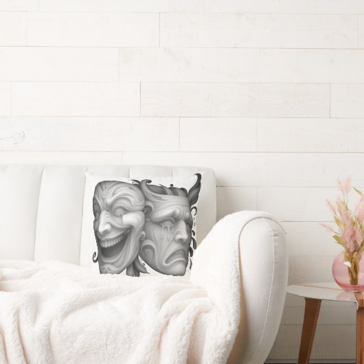 Coussin Masques en nuances de gris (Canapé)