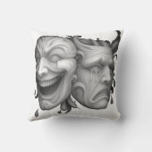 Coussin Masques en nuances de gris (Verso)