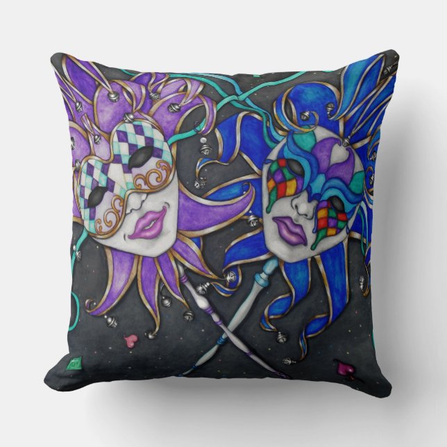 Coussin Masques Jester Comédie/Tragédie (Recto)