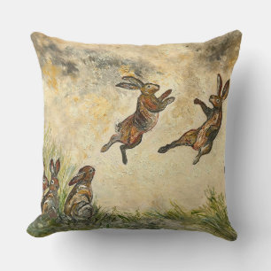 Coussin Match de prairie Lièvres joueurs dans une prairie