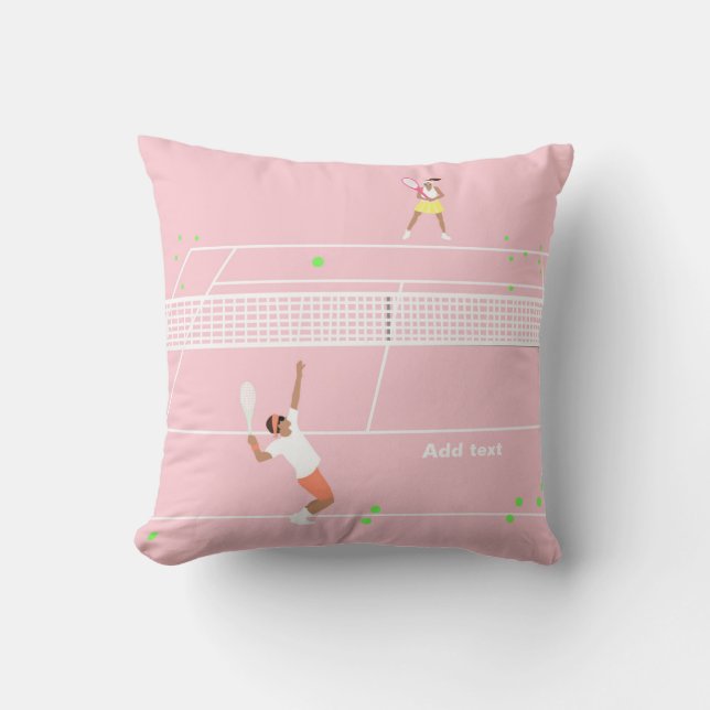 Coussin Match de tennis rose Pastel moderne (Recto)