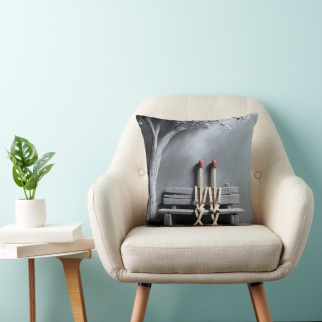 Coussin Matchsticks assis sur un banc (Chaise)